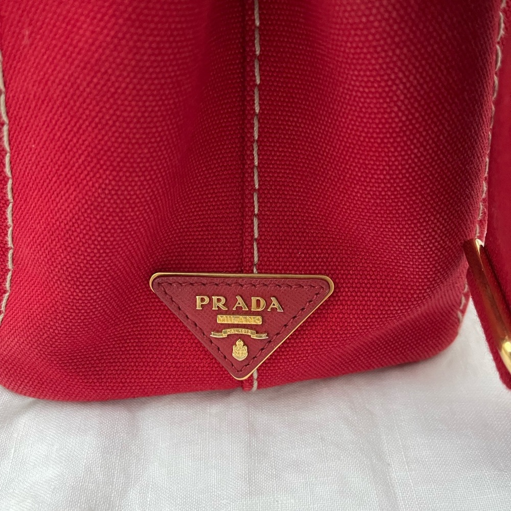 Prada Red Canvas Tote Bag - Picture 4 of 16